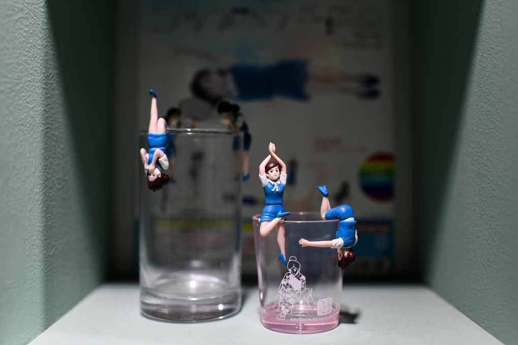Fuchiko toys, made by Kitan Club, are displayed at the company’s offices in Tokyo on Sept. 15. The tiny woman, dressed in the austere and slightly retro uniform of a female Japanese office worker, set off a frenzy when Kitan Club introduced the toy in 2012. (Noriko Hayashi / The New York Times)