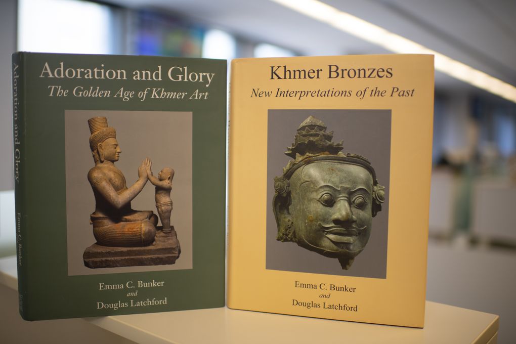 Books about Cambodian art collected by Douglas Latchford. (Washington Post photo by John McDonnell)