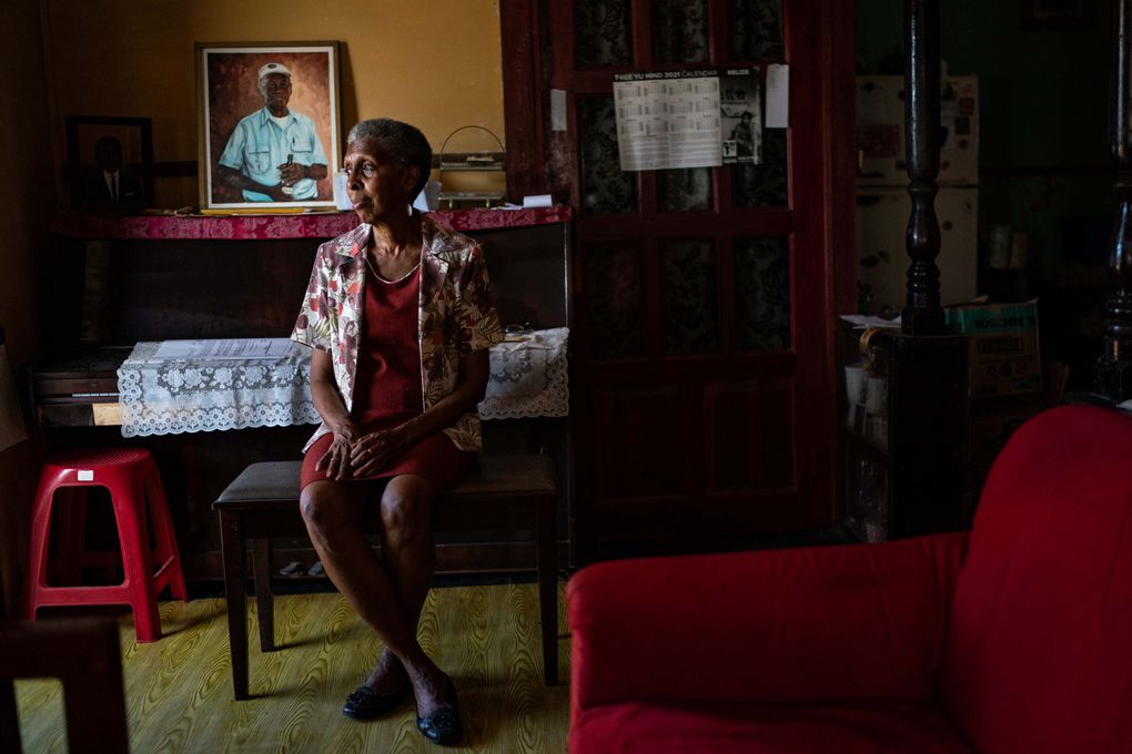 Cynthia Pitts, vice president of Belize’s Human Rights Commission, is shown at home in Belize City. “We used to scoff at these countries around us as banana republics. But … we are worse than them,” she said of a regulatory environment that has allowed questionable financial activities to flourish. (Washington Post photo by Salwan Georges)