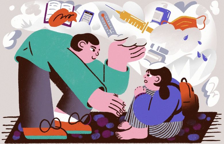 Now that kids are back in the classroom, there’s a very real possibility that they may be exposed to the coronavirus, and may need to be tested – or isolate. This can be alarming for parents, and frightening for some children. Kids may also be disappointed if they have to miss out on certain activities. (Janice Chang/The New York Times)-FOR EDITORIAL USE ONLY WITH NYT STORY SCI-VIRUS-CHILDREN BY PERRI KLASS FOR OCT. 23, 2021. ALL OTHER USE PROHIBITED. — XNYT122 XNYT122
