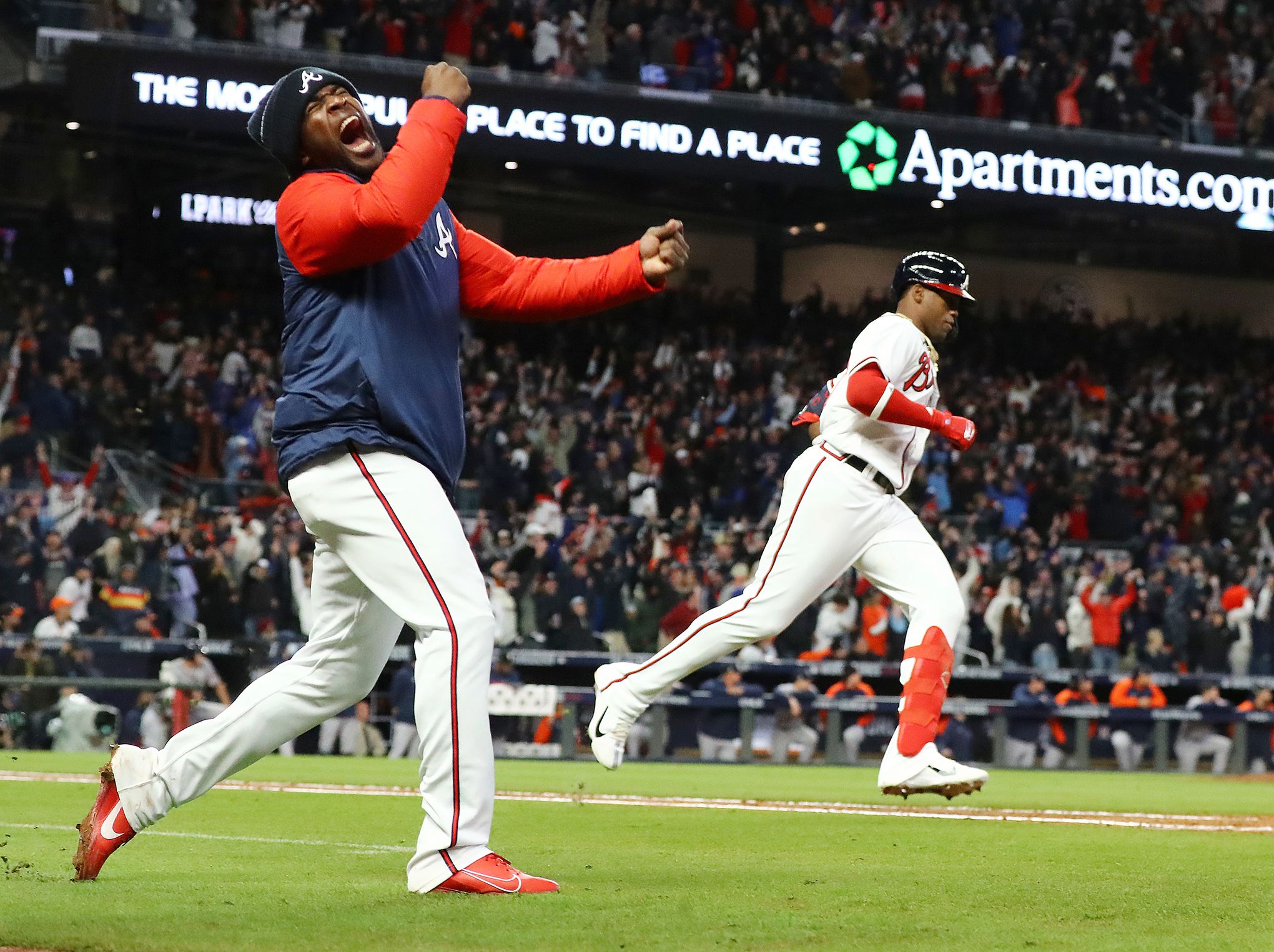 Trump chops with Braves fans before Game 4 of World Series