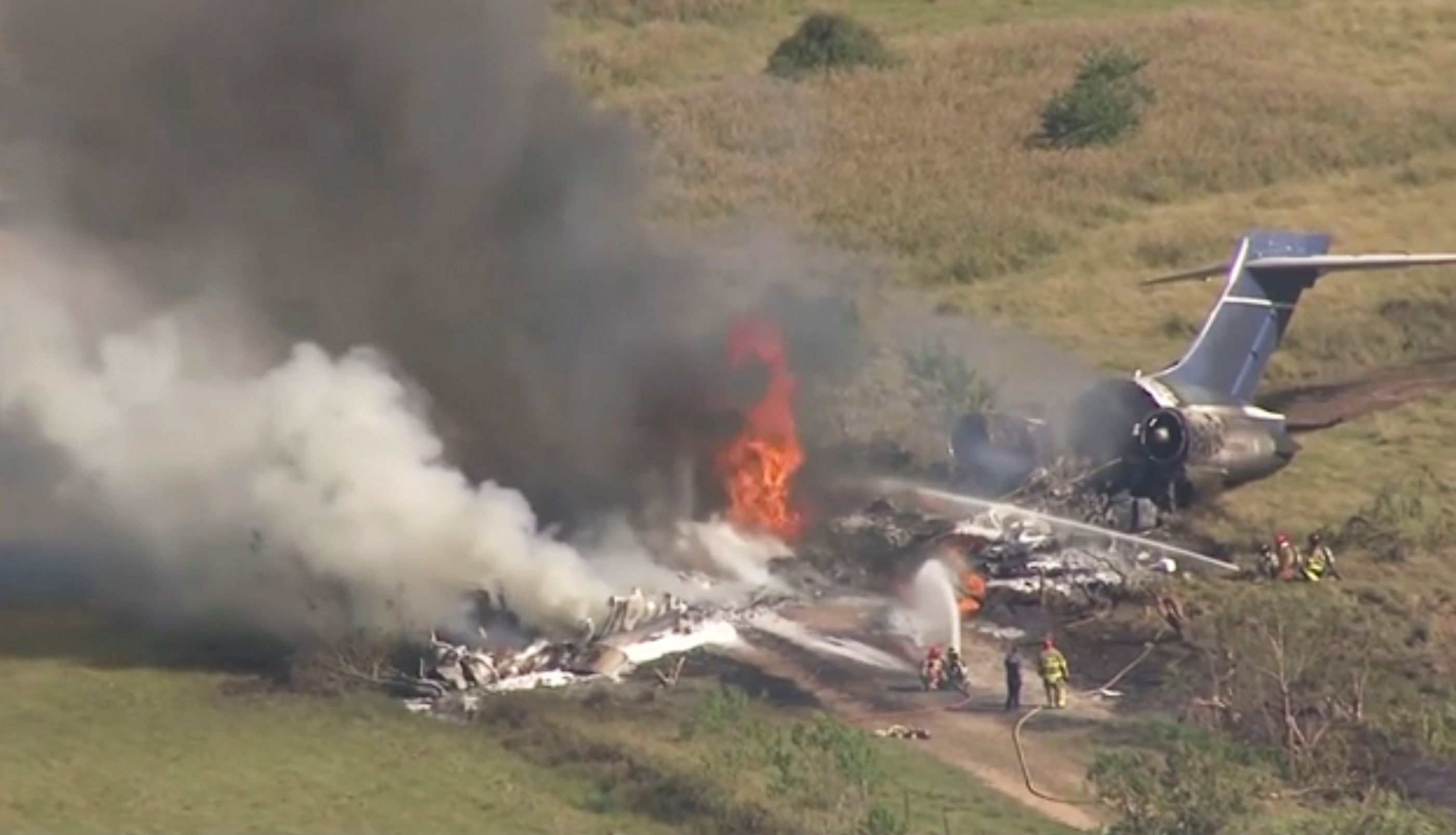 Plane burns after takeoff mishap in Texas no one badly hurt The