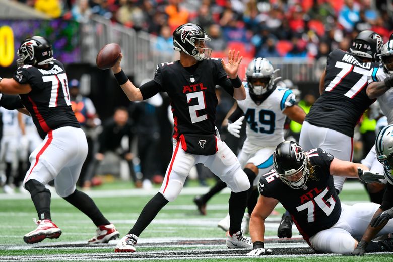 Atlanta Falcons quarterback Matt Ryan looks to pass against the