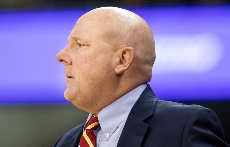 Seattle Redhawks head coach Jim Hayford looks on during the first half of the NCAA men’s basketball game between University of Washington and Seattle University on Dec. 17, 2019. 212423