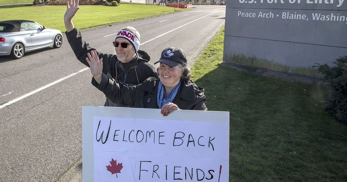 Waiting at Blaine for the border to open Warm wishes, yearold