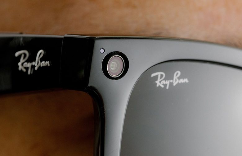 FILE — Meta has teamed with Ray-Ban to create a pair of smart sunglasses, shown in San Francisco on Sept. 8, 2021, that capture photo and video. The social networking company has discussed opening physical stores to showcase its virtual reality and augmented reality devices. (Jason Henry/The New York Times) 