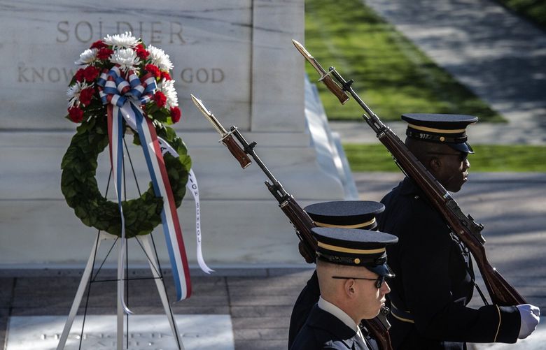 Members of the 3rd U.S. Infantry Regiment, known as “The Old Guard,” at the Tomb of the Unknowns in Arlington, Va., on Nov. 3. MUST CREDIT: Washington Post photo by Bill O’Leary.