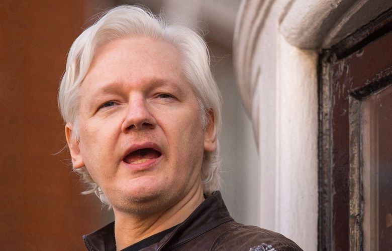 Julian Assange on May 19, 2017, in London. (Dominic Lipinski/PA Wire/Zuma Press/TNS) 31981910W 31981910W