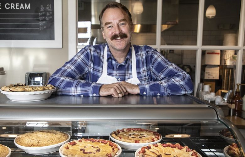 Wed. November 10, 2021. Chris Porter, owner of Seattle’s A La Mode Pies at his Ballard shop. 218779