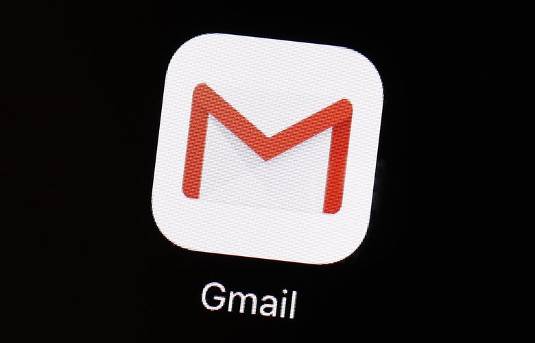 This March 20, 2018 photo shows the Gmail app on an iPad in Baltimore. (AP Photo/Patrick Semansky)