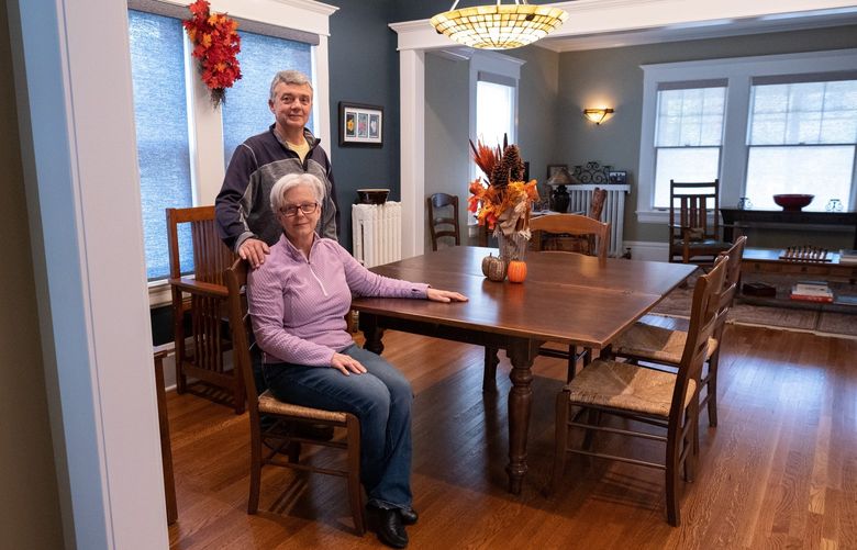 Laurie Erickson and David Upton at home in Madison, N.J., Oct. 23, 2021. Erickson and Upton recently remodeled their home, and were looking forward to a larger Thanksgiving, but their requirement that everyone be vaccinated steered some guests away. (Dakota Santiago/The New York Times) XNYT141 XNYT141