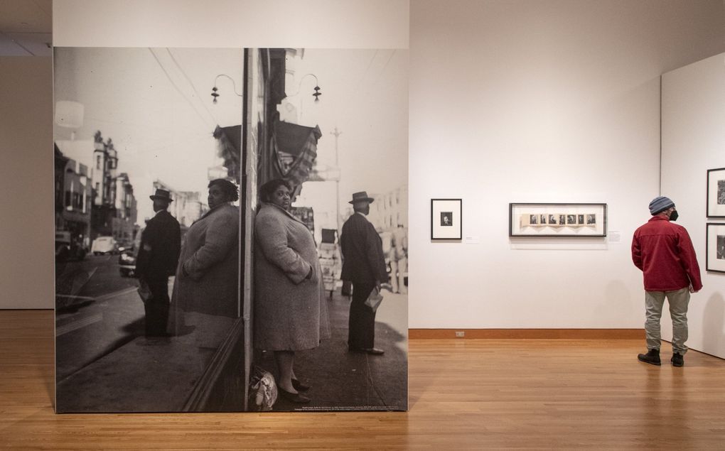 Imogen Cunningham’s 1940 photograph “Double Image, Sutter St. and Fillmore” is part of a retrospective of the photographer’s work brought to the Seattle Art Museum courtesy of the Getty in L.A. (Steve Ringman / The Seattle Times)