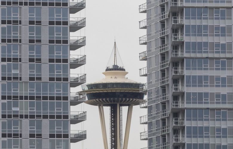 The Space Needle can be seen through new apartments for rent in Seattle’s South Lake Union neighborhood, shot Thursday, November 18, 2021. From 2010 to 2020, Seattle’s housing stock increased by roughly 60,000 units, and 32,000 of these were in the central part of the city. Central Seattle absorbed more than half the city’s growth in housing in the last decade, census shows.
218864