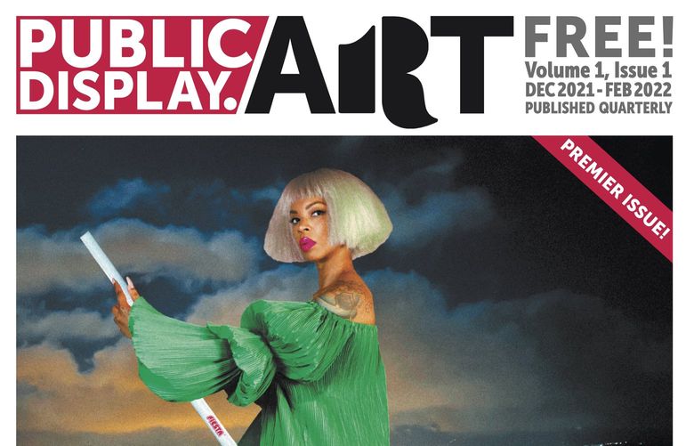 The cover of the first issue of PublicDisplay.ART, a new Seattle-area arts-focused quarterly publication. This cover features a self-portrait taken by artist Tariqa Waters.