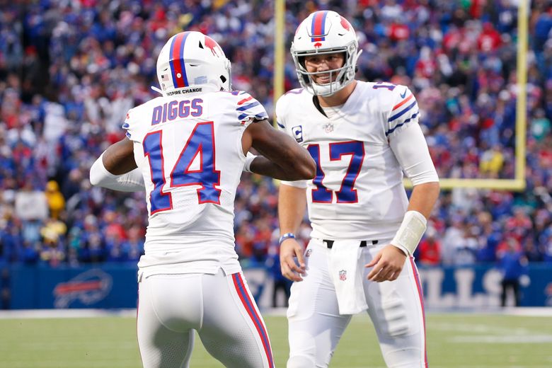 Buffalo Bills wide receiver Stefon Diggs (14) runs off the field