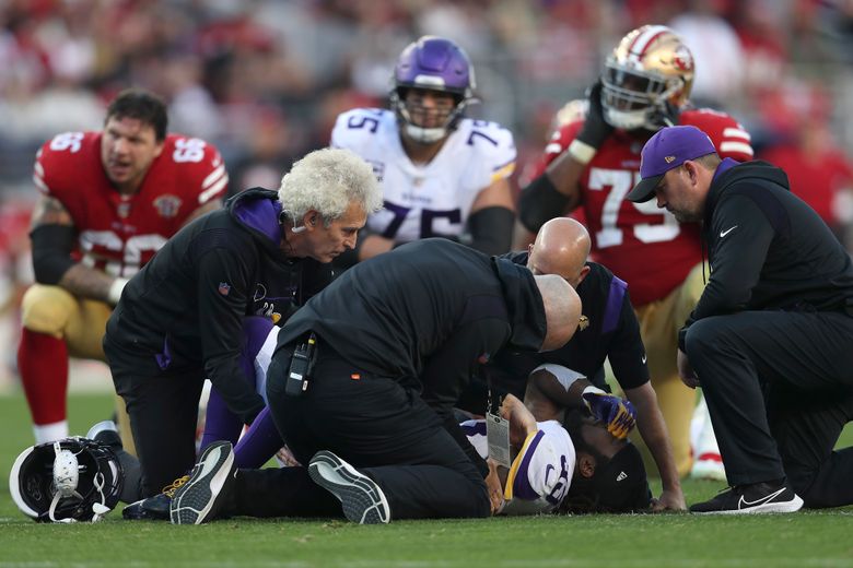 Minnesota Vikings running back Dalvin Cook walks on the field