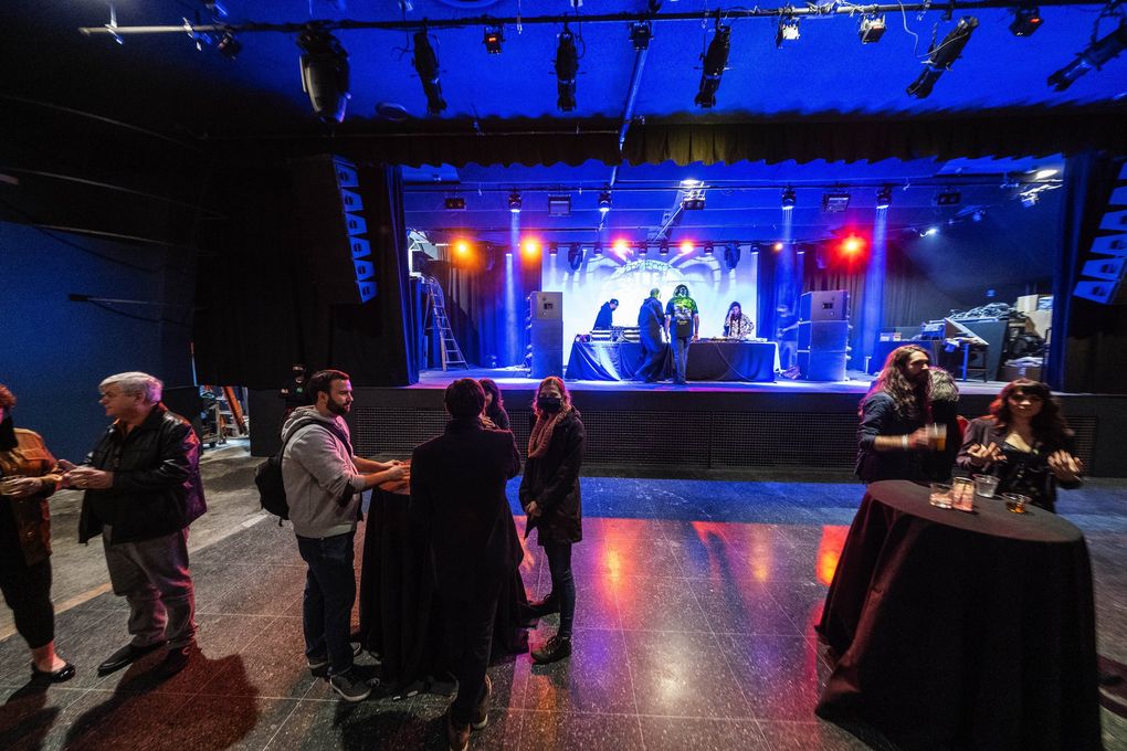 The concert stage at the relocated and re-imagined Crocodile. (Dean Rutz / The Seattle Times)
