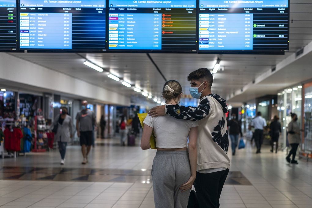 The South African scientist who detected the fast-spreading omicron variant has been warning for months that the people mostly likely to spawn such coronavirus mutations in sub-Saharan Africa are the roughly 8 million with unrecognized or poorly treated HIV. Above, an information board displays canceled flights at O.R. Tambo International Airport in Johannesburg, South Africa, on Dec. 2, 2021. (Joao Silva/The New York Times)