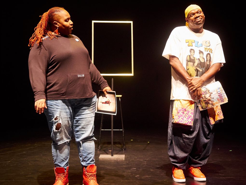 Sharon Nyree Williams and dani tirrell introducing Showing Out: Black Contemporary Choreographers, a mentorship program for emerging Black choreographers at the Central District Forum for Arts and Ideas. (Michael B. Maine)