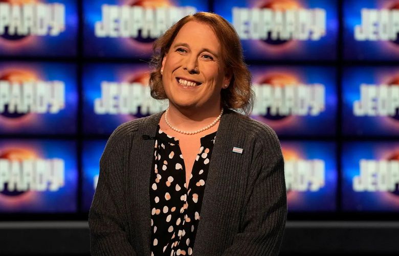 Amy Schneider, an engineering manager from Oakland, Calif., has an 11-game winning streak on “Jeopardy!” (Casey Durkin/Jeopardy Productions Inc).