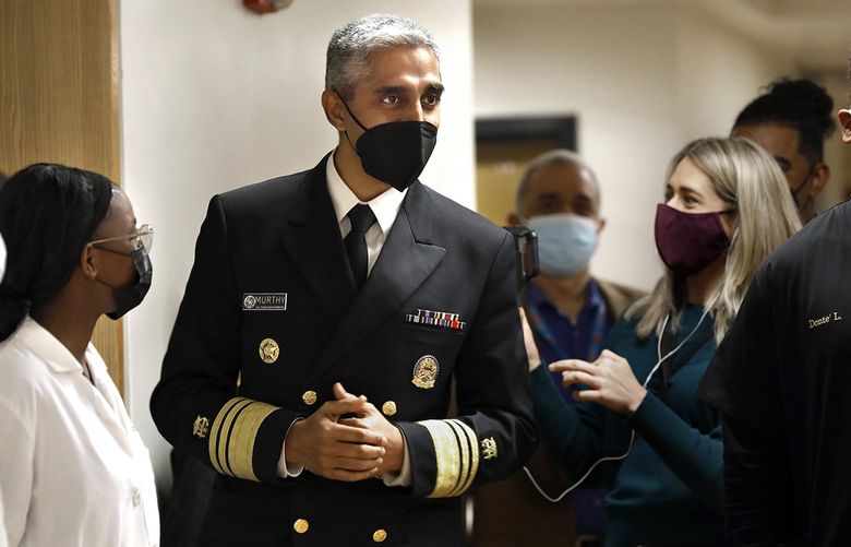 U.S. Surgeon General Vivek H. Murthy tours King/Drew Magnet High School of Medicine and Science in Los Angeles, California on Dec. 6, 2021, before talking to a panel of students about mental health issues. (Carolyn Cole/Los Angeles Times/TNS)