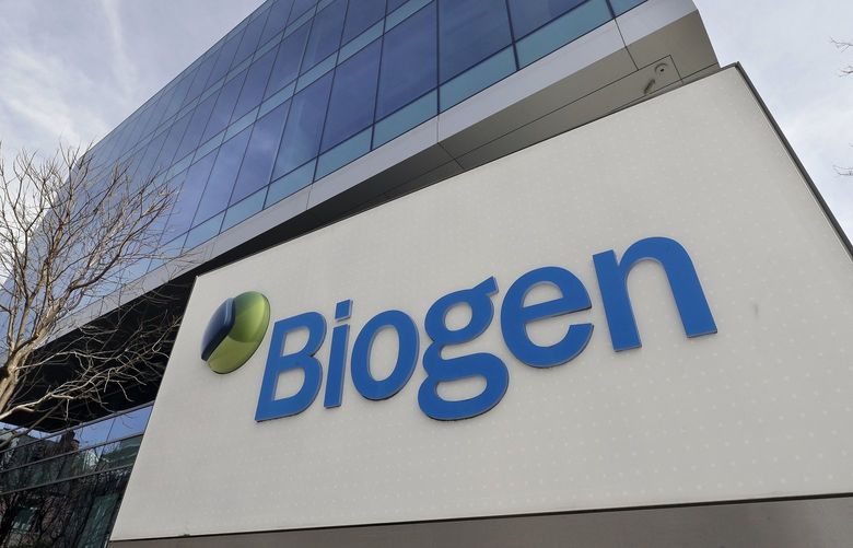 FILE – The Biogen Inc., headquarters is shown March 11, 2020, in Cambridge, Mass. (AP Photo/Steven Senne, File)