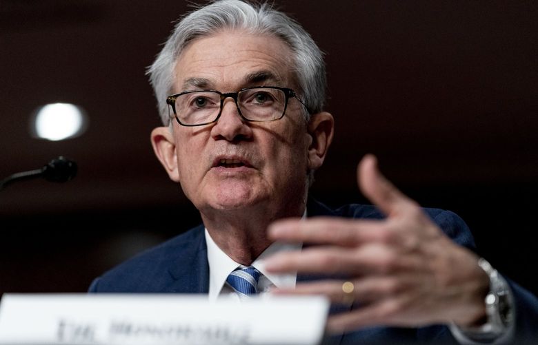 Federal Reserve Chairman Jerome Powell speaks during a Senate Banking Committee hearing on Capitol Hill in Washington, Tuesday, Nov. 30, 2021. (AP Photo/Andrew Harnik) DCAH145 DCAH145