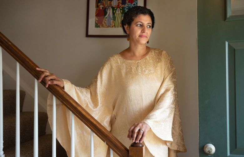 Hanan Elatr, the widow of slain Saudi journalist Jamal Khashoggi, in the apartment of a friend in the Washington area this year. MUST CREDIT: Photo by Allison Shelley for The Washington Post.