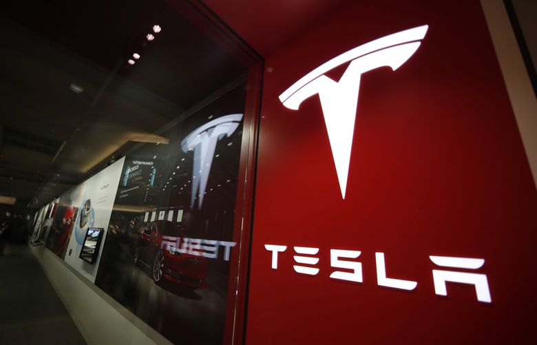 A Tesla store, pictured on Feb. 9, 2019 in Cherry Creek Mall in Denver.  (AP Photo/David Zalubowski, File)