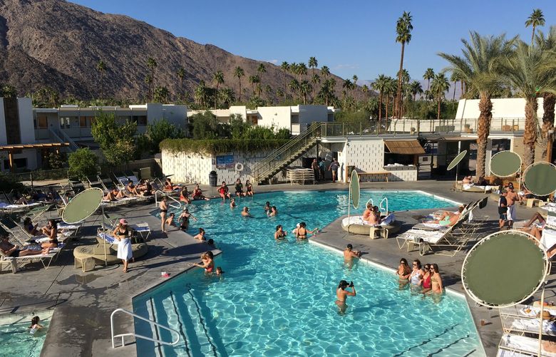 At the Ace Hotel & Swim Club in Palm Springs, guests can practically live poolside – order food and drinks, pad over to the gym and then the spa for a massage – without leaving the little pleasure cage separating them from the rest of the world.