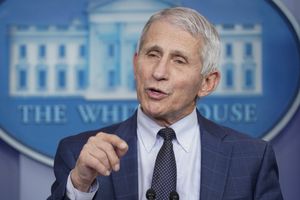 “人们一直在谈论 omicron 的冬季浪潮——我们每天仍有超过 100,000 例病例，”美国国家过敏和传染病研究所所长 Anthony Fauci 博士说，他指的是 delta 变体。 上图，福奇上周在华盛顿特区白宫举行的媒体发布会上。 （苏珊沃尔什/美联社）