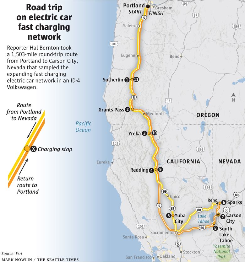 A road trip to Nevada on the rapidly evolving electric car charging network  | The Seattle Times