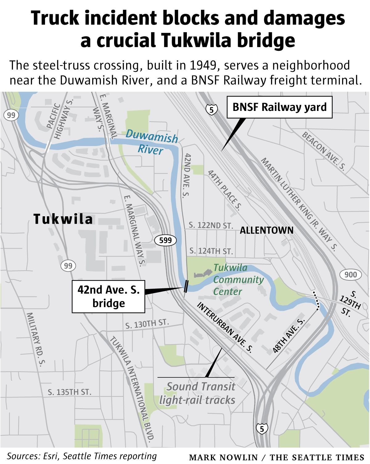 Tukwila bridge closed indefinitely for inspection after damage