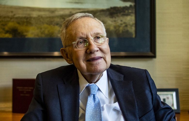 FILE — Former U.S. Sen. Harry Reid of Nevada in his Las Vegas office on July 2, 2019. Reid, the former Democratic leader in the Senate, said in an interview that he hoped his home state of Nevada would move to the very front of the primary calendar in the next election and the decades-long tradition of deferring to Iowa and New Hampshire should be over. (Joe Buglewicz/The New York Times)