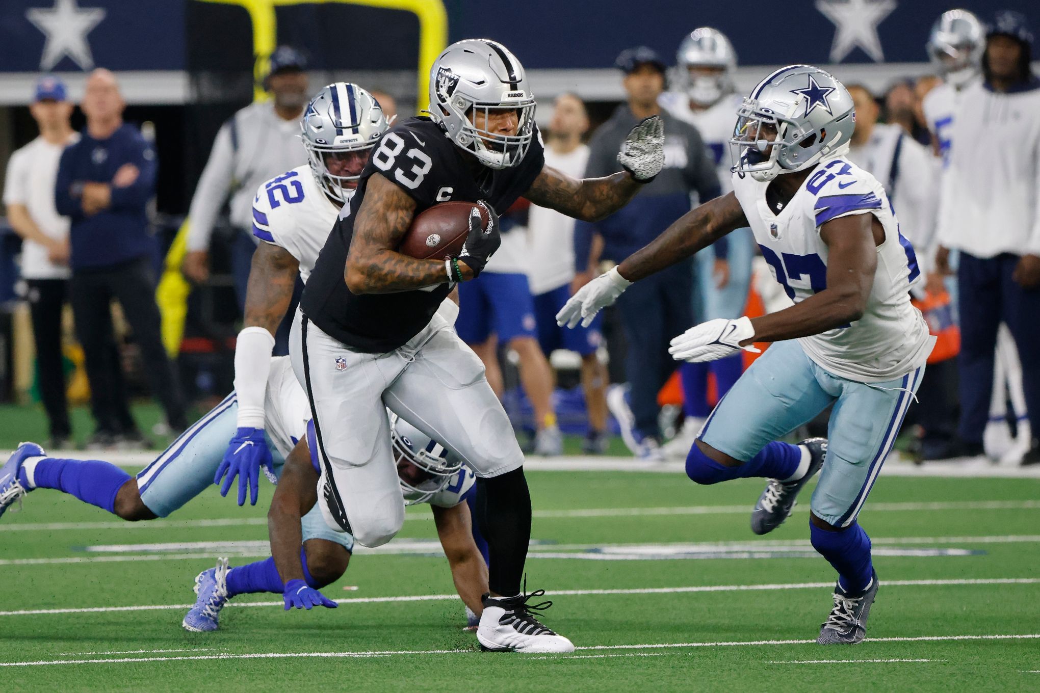 The Raiders' Darren Waller was second in the NFL in catches. On