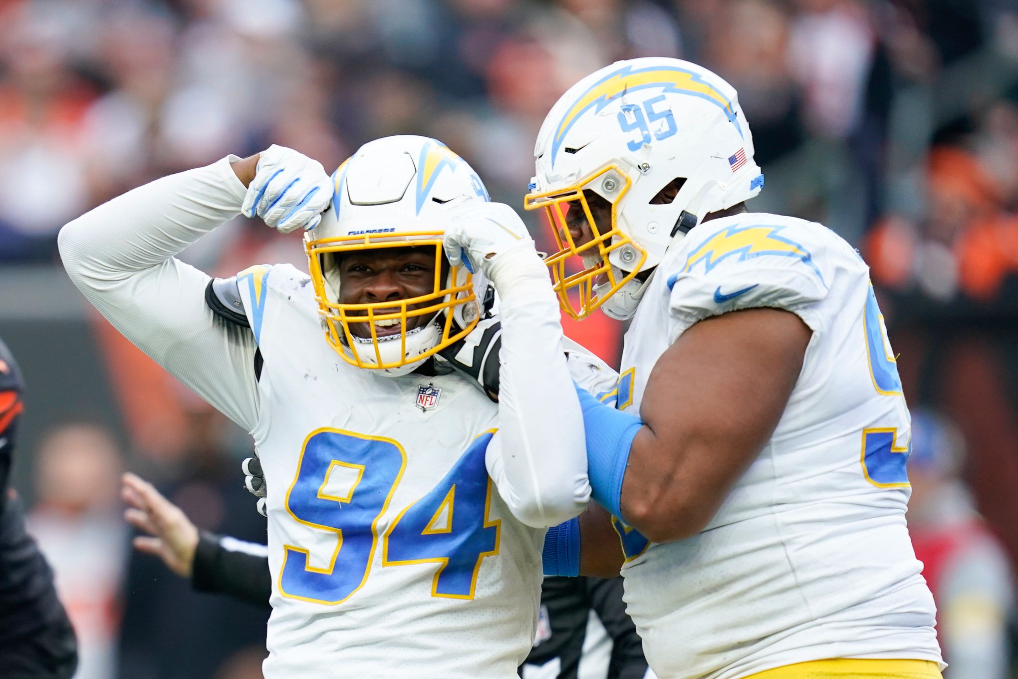 Los Angeles Chargers defensive back Tevaughn Campbell (20) goes in