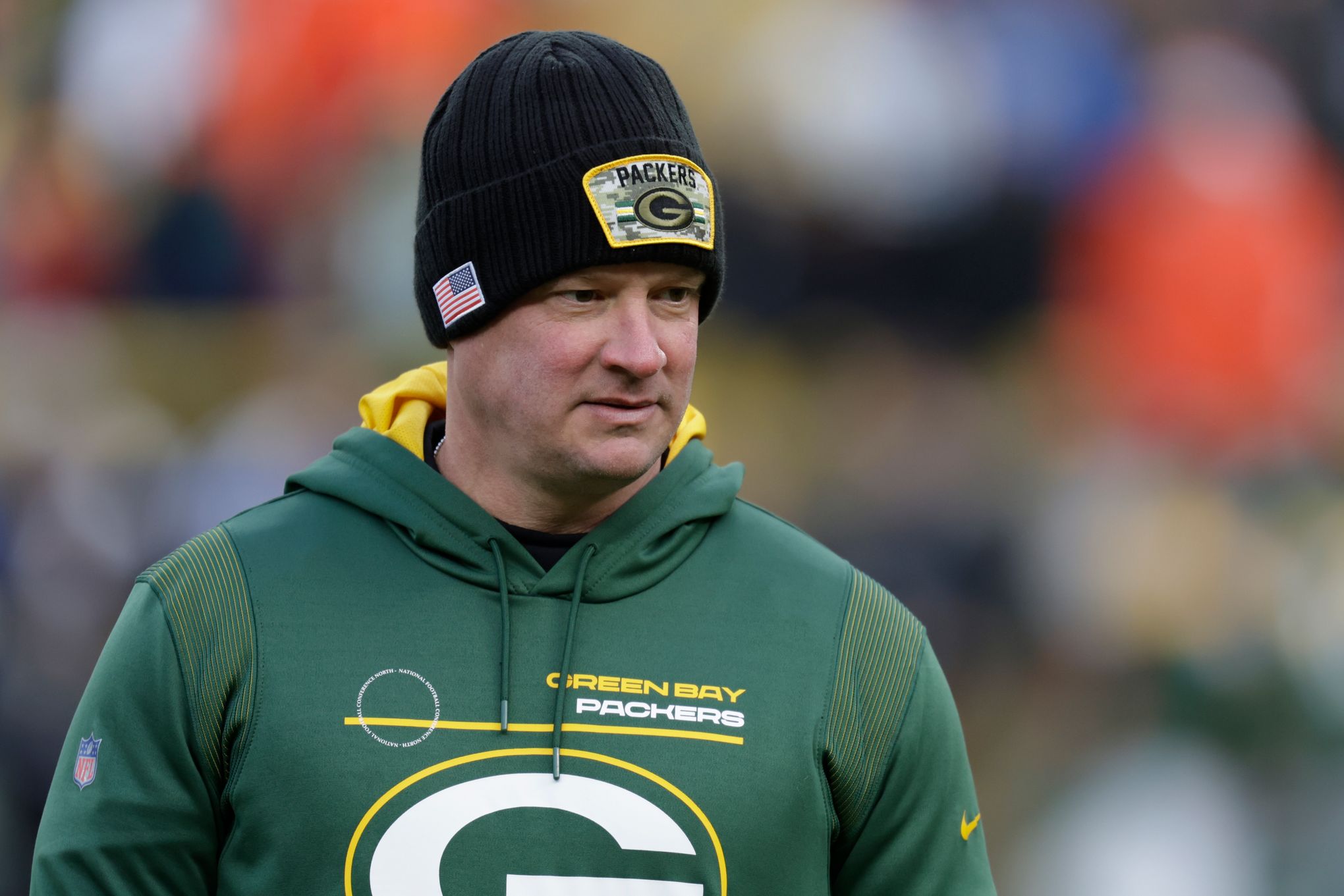 Green Bay Packers offensive coordinator Nathaniel Hackett stands on the  field before an NFL football game against the Minnesota Vikings, Sunday,  Nov. 21, 2021, in Minneapolis. (AP Photo/Bruce Kluckhohn Stock Photo - Alamy