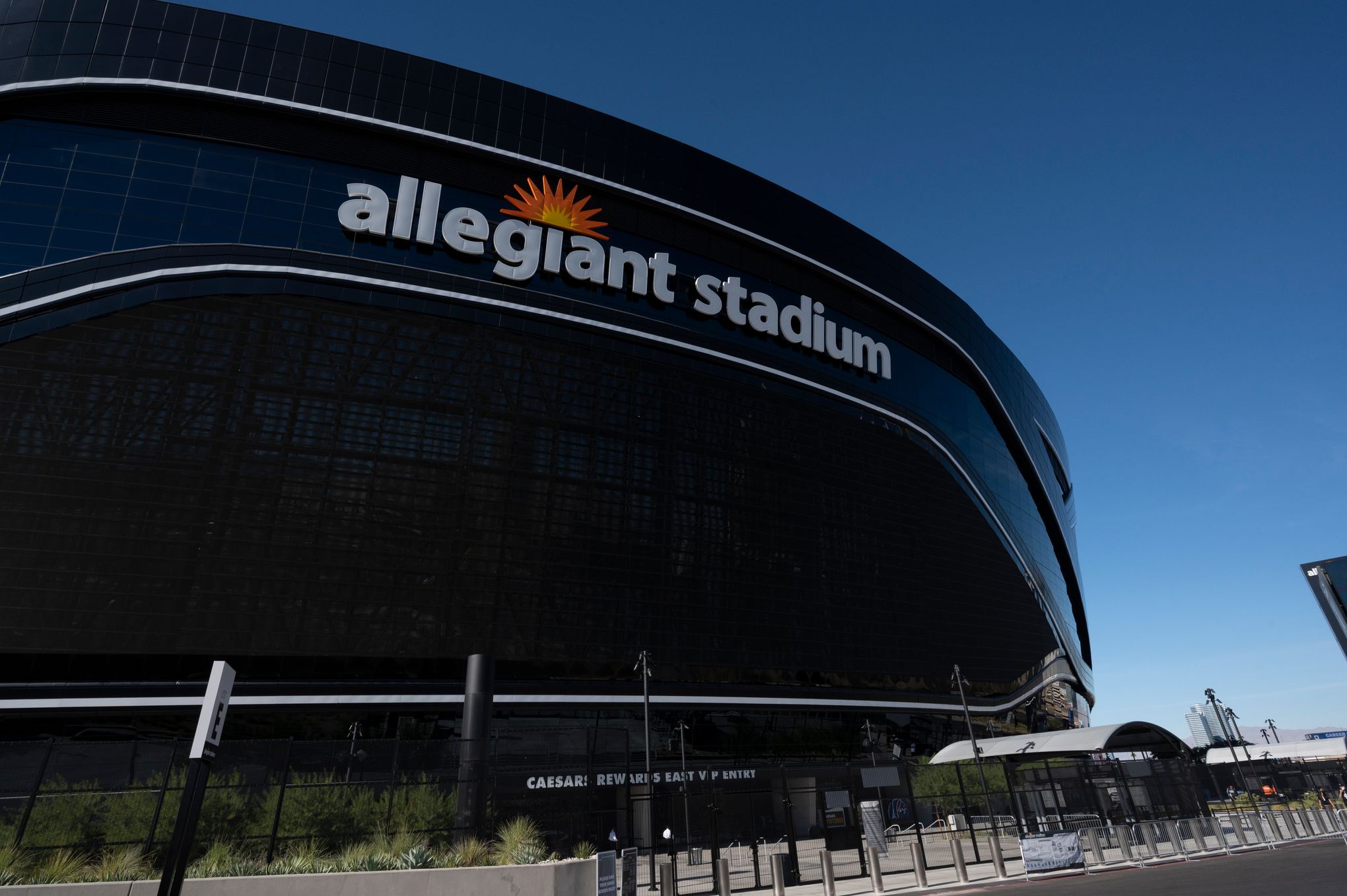 Allegiant Stadium shows off UNLV logo on the 50 yard line