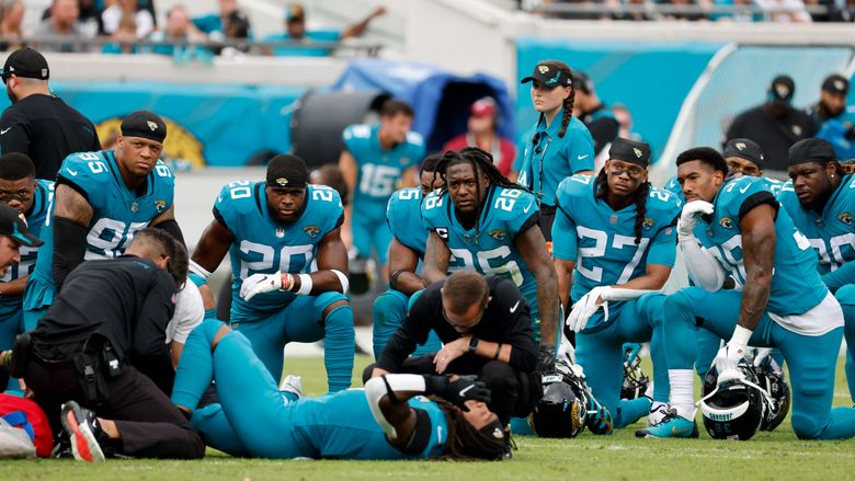 Jacksonville Jaguars Safety Rayshawn Jenkins looks on during the NFL