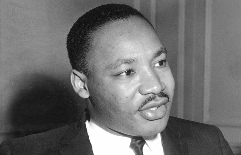 Martin Luther King Jr., during his visit to Seattle in 1961. Seattle Times file photo by Larry Dion. Also appears on the Seattle Times web gallery.