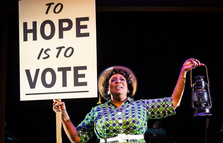 Fannie Lou Hamer in “Fannie: The Music and Life of Fannie Lou Hamer” by Cheryl L. West, directed by Henry Godinez at Goodman Theatre, October 15- November 14, 2021.