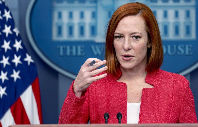 White House press secretary Jen Psaki speaks at a press briefing at the White House in Washington, Friday, Jan. 14, 2022. (AP Photo/Andrew Harnik) DCAH111 DCAH111