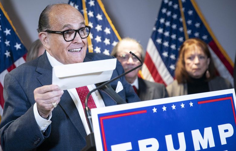 Rudy Giuliani at a Nov. 19, 2020, news conference at Republican National Committee headquarters.