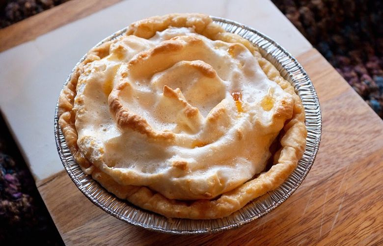 Grayseas pies incorporates limited seasonal and Filipinx ingredients to create flavors like this Calamansi Meringue Pie. Credit: Bryan Kang