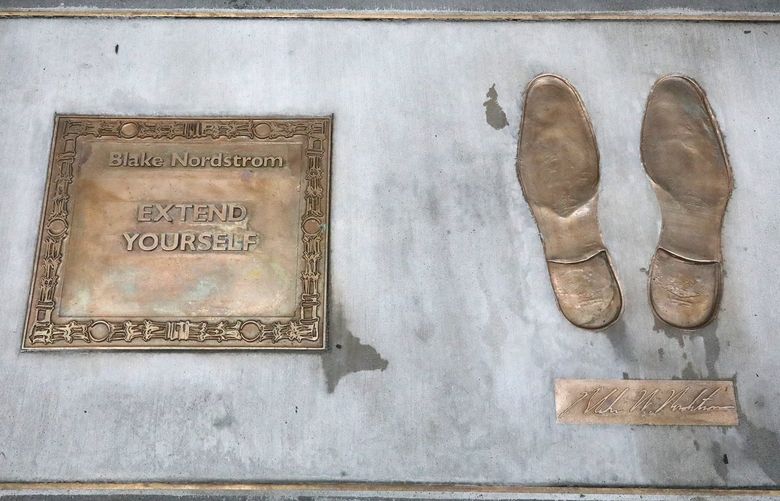 In celebration of Nordstromâ€™s 120th anniversary, Blake Nordstromâ€™s bronze footprints were inducted posthumously to the Nordstrom Seattle Walk of Fame on Friday, January 21 on the sidewalk outside the downtown Seattle store..  Extend Yourself was a favorite quote by Blake Nordstrom. 219371