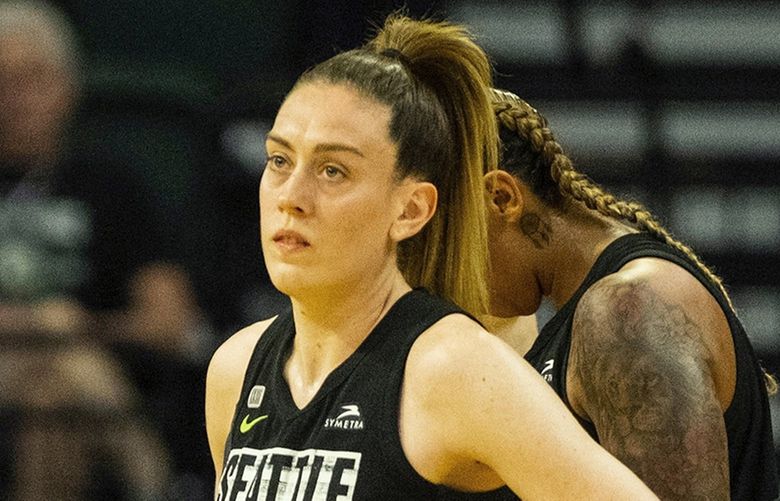 Seattle’s three Olympians:  Sue Bird, Jewell Loyd, and Breanna Stewart – all take the floor Tuesday night against the Mystics.  The Washington Mystics played the Seattle Storm in WNBA action Tuesday, June 22, 2021 at Angel of the Winds Arena in Everett, WA. 217469