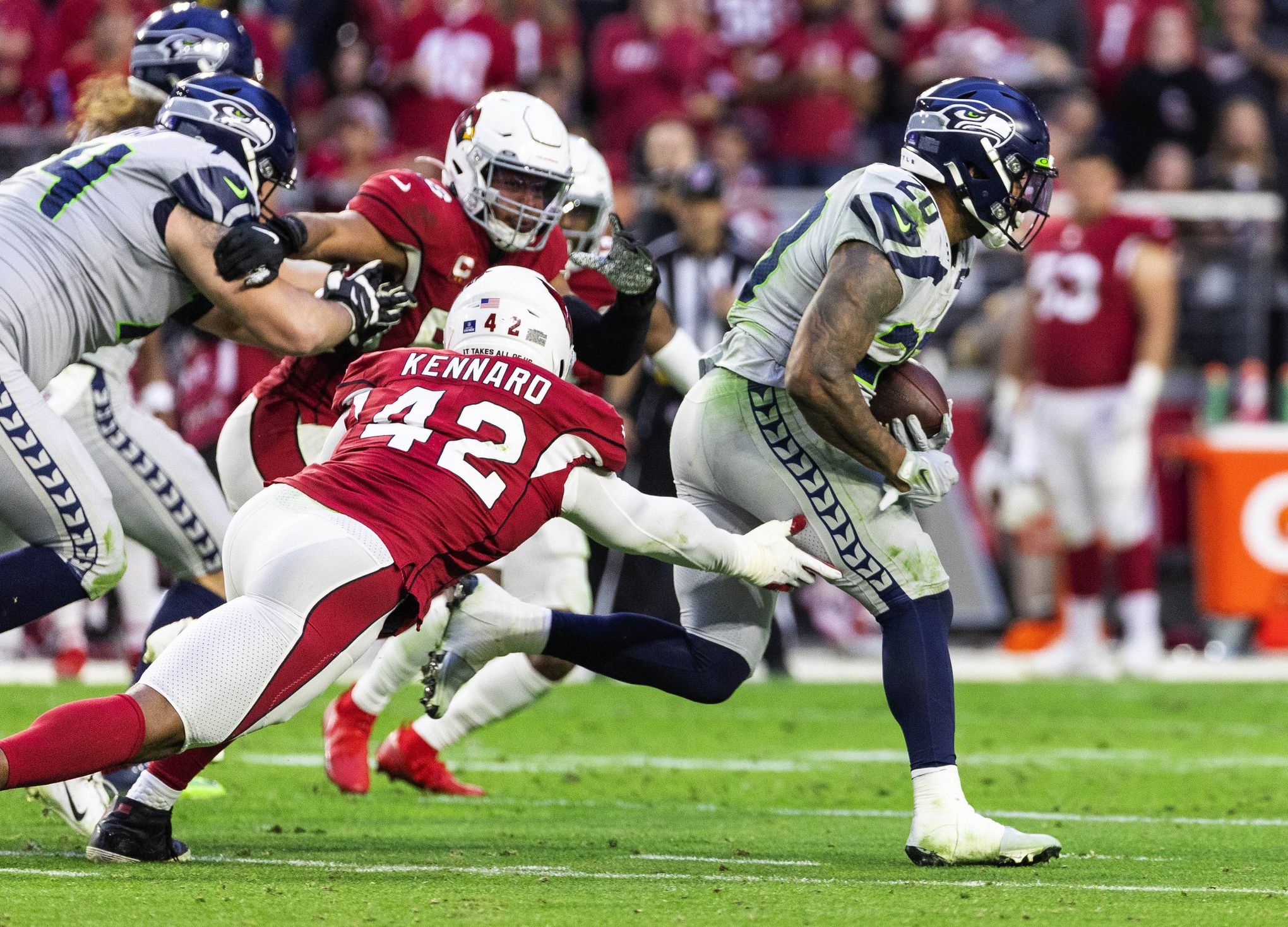 Seahawks' Jordyn Brooks bests Adrian Peterson ACL return