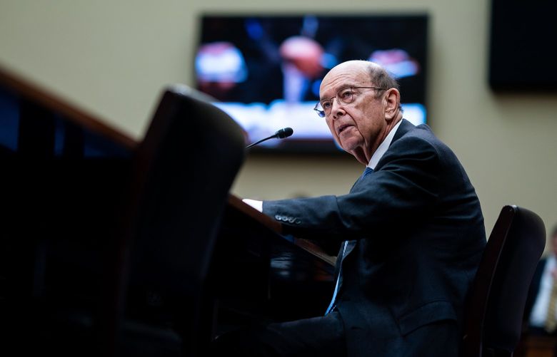 FILE — Then-Commerce Secretary Wilbur Ross appears before Congress in Washington on March 14, 2019. Documents show that when Wilbur Ross was commerce secretary, he was enlisted to lobby Republican governors whose states had been reluctant to turn over records that could be screened for noncitizens. (Erin Schaff/The New York Times) XNYT16 XNYT16