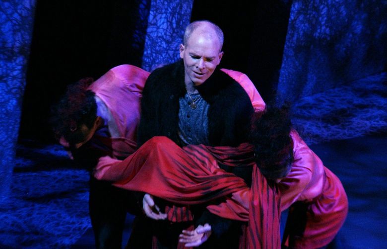 Christopher Ainslie as Orpheus. Dancers: Jaclyn Wheatley, Vincent Michael Lopez, and Kaitlyn Nguyen.