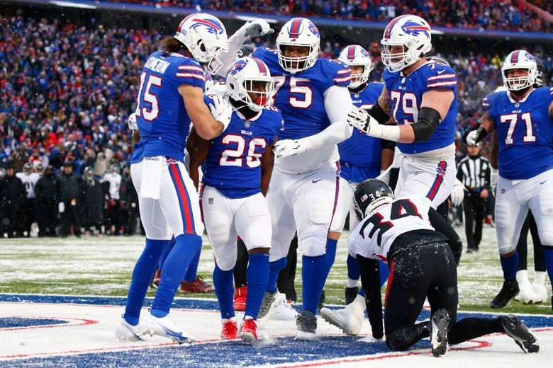 Buffalo Bills running back Darrynton Evans (37) runs the ball during an NFL  pre-season football game against the Indianapolis Colts, Saturday, Aug. 12,  2023, in Orchard Park, N.Y. Buffalo defeated the Colts